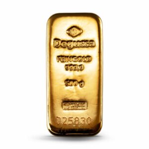 500 g Degussa Goldbarren Vintage (gegossen)
